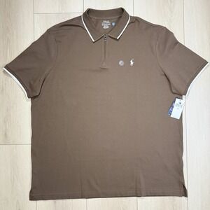 Polo Ralph Lauren Men's XXL Brown Classic Fit Quarter Zip Polo Shirt NWT Logo